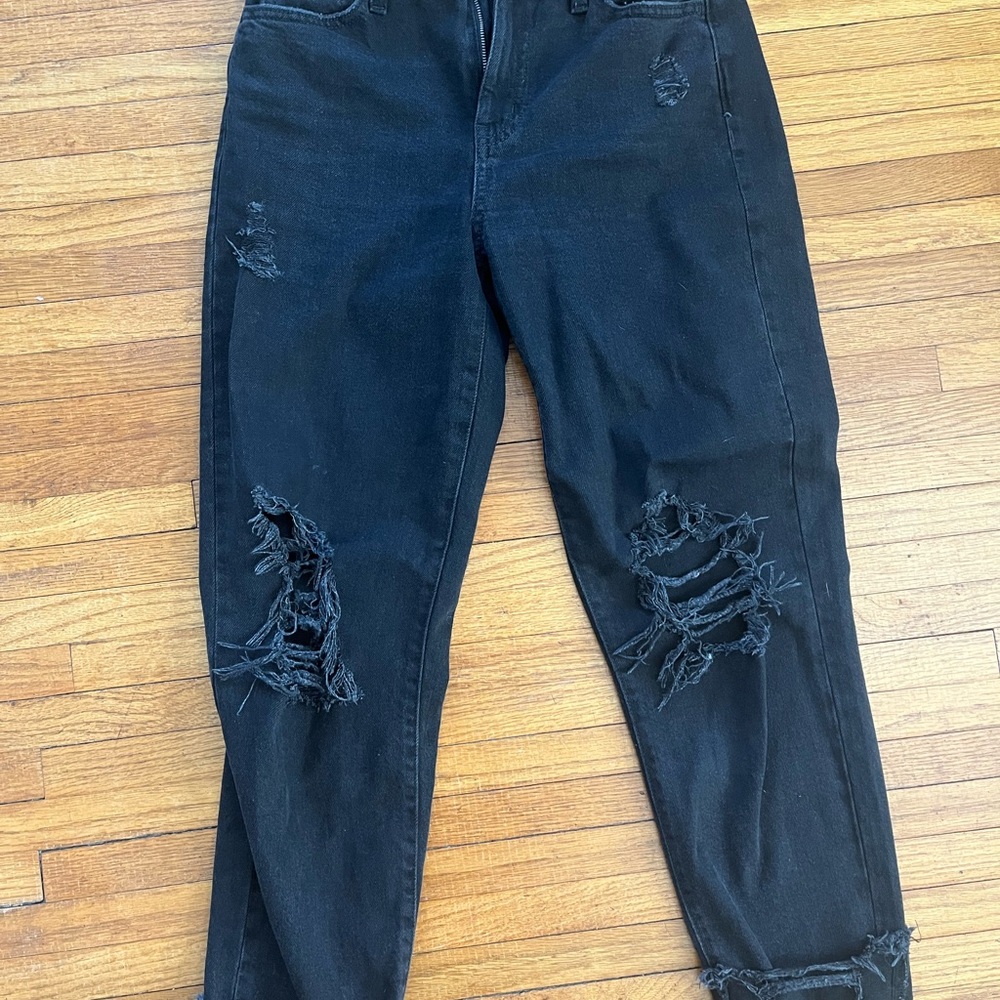 SO Black Distressed Boyfriend Jeans